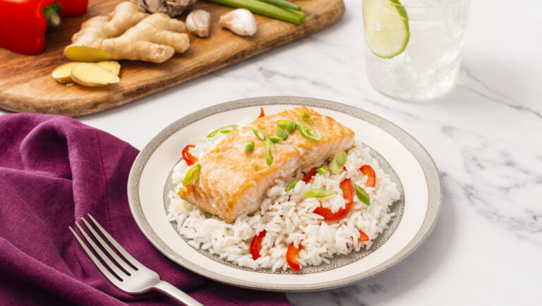 Honey-Ginger Baked Salmon with Jasmine Rice