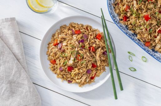 Jerk chicken fried rice with vegetables