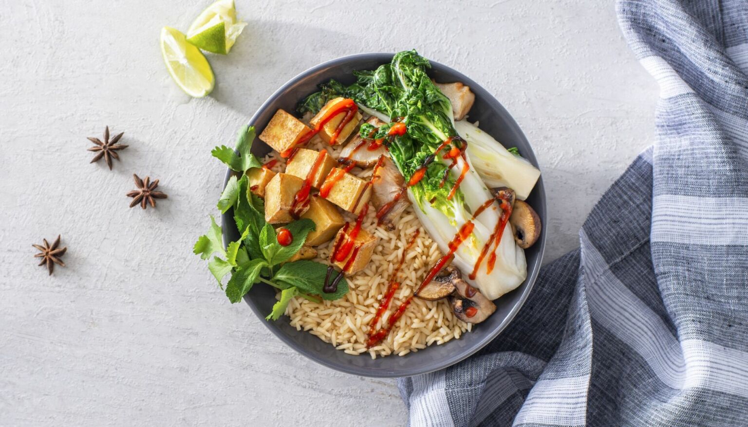 Vegetarian Rice and Pho Dinner Bowl Recipe