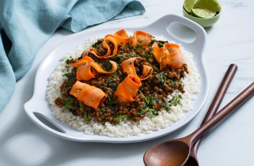 thai-lentil-salad-with-carrots-baby-spinach-and-curry-paste-served-over-jasmine-rice