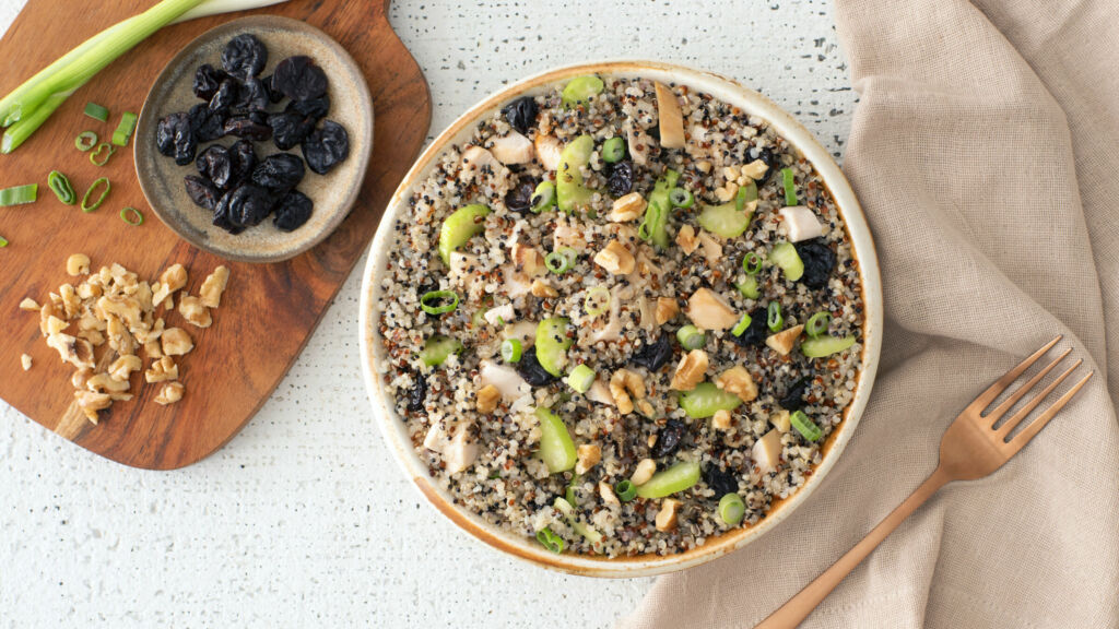 Chicken cherry and walnut salad with quinoa