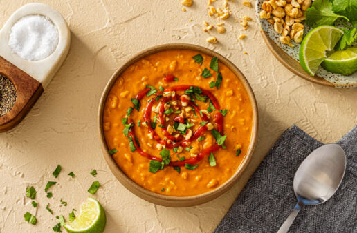 thai red curry sweet potato soup with brown rice recipe