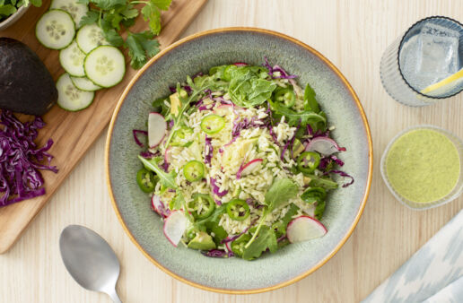 spicy rice salad with cilantro dressing