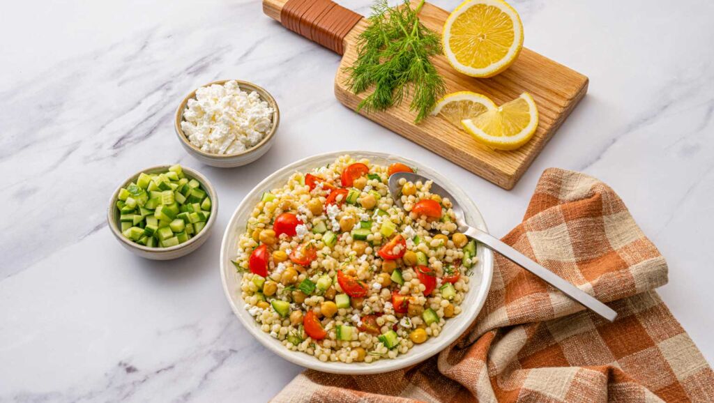 Mediterranean pearl couscous salad